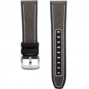 Bracelet caoutchouc et tissu gris 22mm  similaire