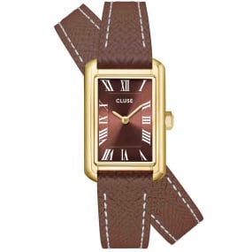 Montre Cluse Belisenna Double Leather -  Mocha -Gold Colour