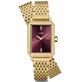 Montre Cluse Fluette Double Steel - Wine - Gold Colour 