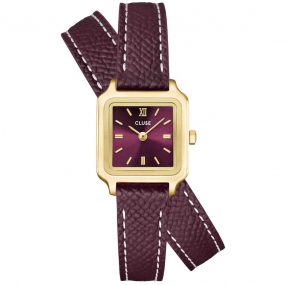 Montre Cluse Gracieuse Mini Watch Double Leather - Wine - Gold Colour