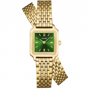 Montre Cluse Gracieuse Mini Watch Double Steel - Forest Green - Gold Colour 