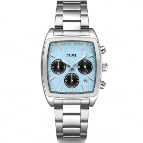 Montre Cluse Quartaut Chrono Watch Steel - Blue and Black - Silver Colour 