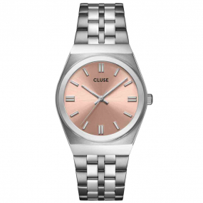 Montre Cluse Retro 70's Watch Steel, Light Salmon, Silver Colour  -  - CW35101