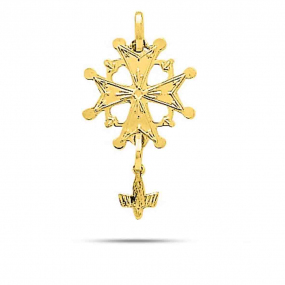 Pendentif croix huguenote en or jaune