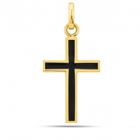Pendentif Croix noir laqu