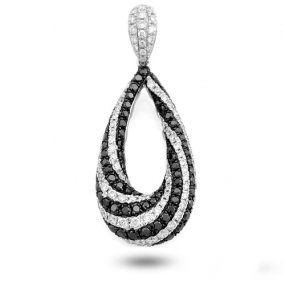 Pendentif diamants blancs et noirs