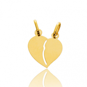 Pendentif or jaune coeur avec double