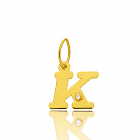 Pendentif or Jaune et diamant 0,01ct Initiale K