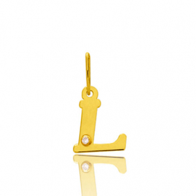 Pendentif or Jaune et diamant 0,01ct Initiale L