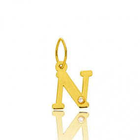 Pendentif or Jaune et diamant 0,01ct Initiale N