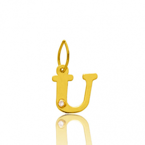 Pendentif or Jaune et diamant 0,01ct Initiale U