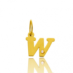 Pendentif or Jaune et diamant 0,01ct Initiale W