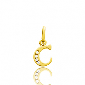 Pendentif or Jaune et Oxyde de Zirconium