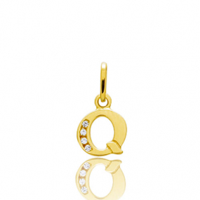 Pendentif or Jaune et Oxyde de Zirconium