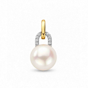 Pendentif Perle blanche et Diamants