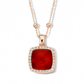 Pendentif quartz et rubis sur nacre et