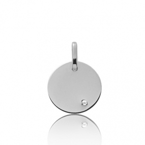Pendentif rond or blanc et diamant similaire