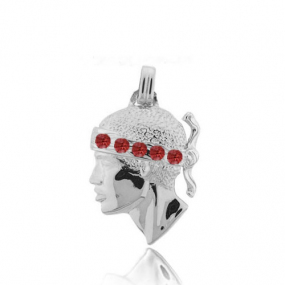 Pendentif tte de Maure en or blanc et rubis