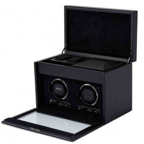 Remontoir Montre Wolf 1834 - British Racing Double Watch Winder with Storage - Noir