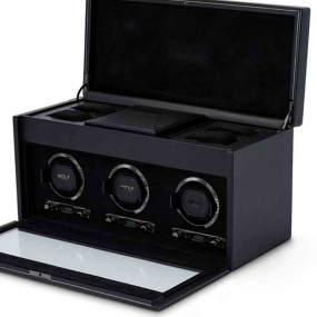 Remontoir Montre Wolf 1834 - British Racing Triple Watch Winder With Storage