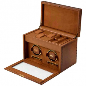 Remontoir Montre Wolf 1834 - Brogue Triple Watch Winder - Marron Brun