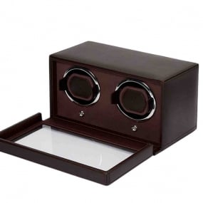 Remontoir Montre Wolf 1834 - Cub Double Watch Winder with Cover - Marron