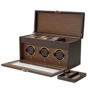 Remontoir Montre Wolf 1834  - Earth Triple Watch Winder - Coffee