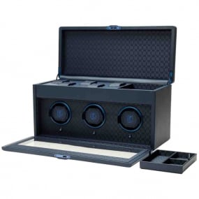 Remontoir Montre Wolf 1834  - Earth Triple Watch Winder - Midnight blue