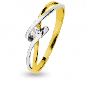 Solitaire diamant or jaune et or blanc 0,04 carat
