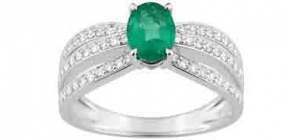 Bague de Fianailles Emeraude et diamant