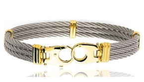 Bracelet homme Cble acier et or