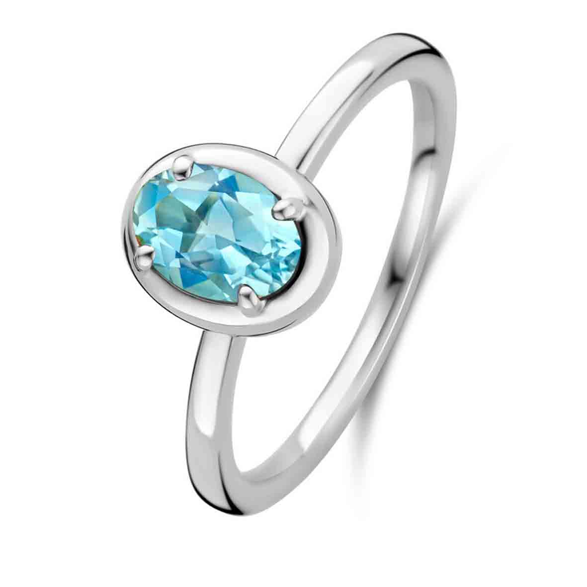 Bague En Argent 925 Avec Topaze Bleue Sky - Taille 50,52,54,57 - Neuf Sans Boîte