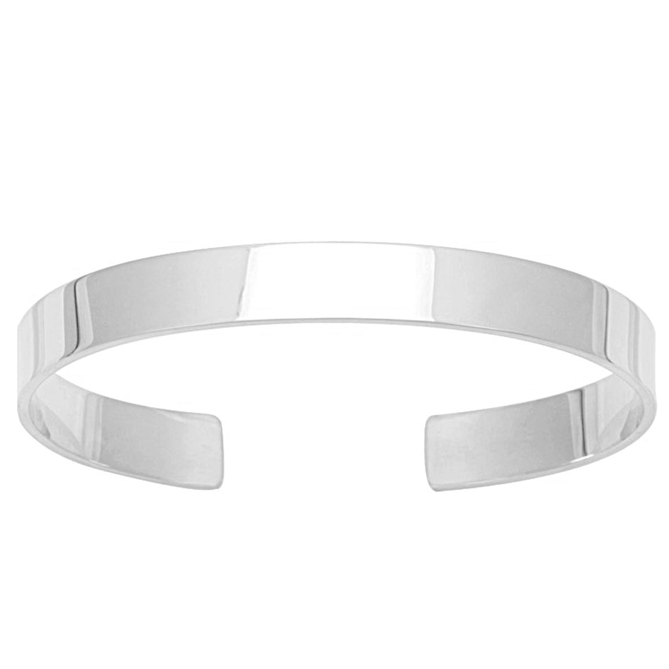 Bracelet jonc en argent rhodié, ouvert : Longueur - Taille Unique