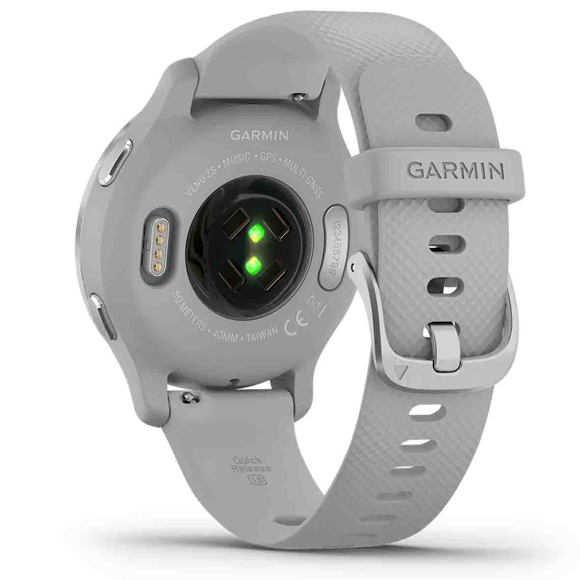 Garmin Venu 2S Lunette Silver bracelet en silicone gris clair