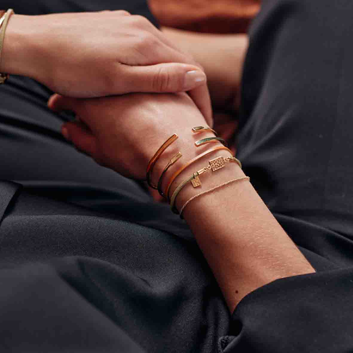 ♥ Jonc Flowers For Zoé Gilda Bleu Cobalt Artémis subtil diamant