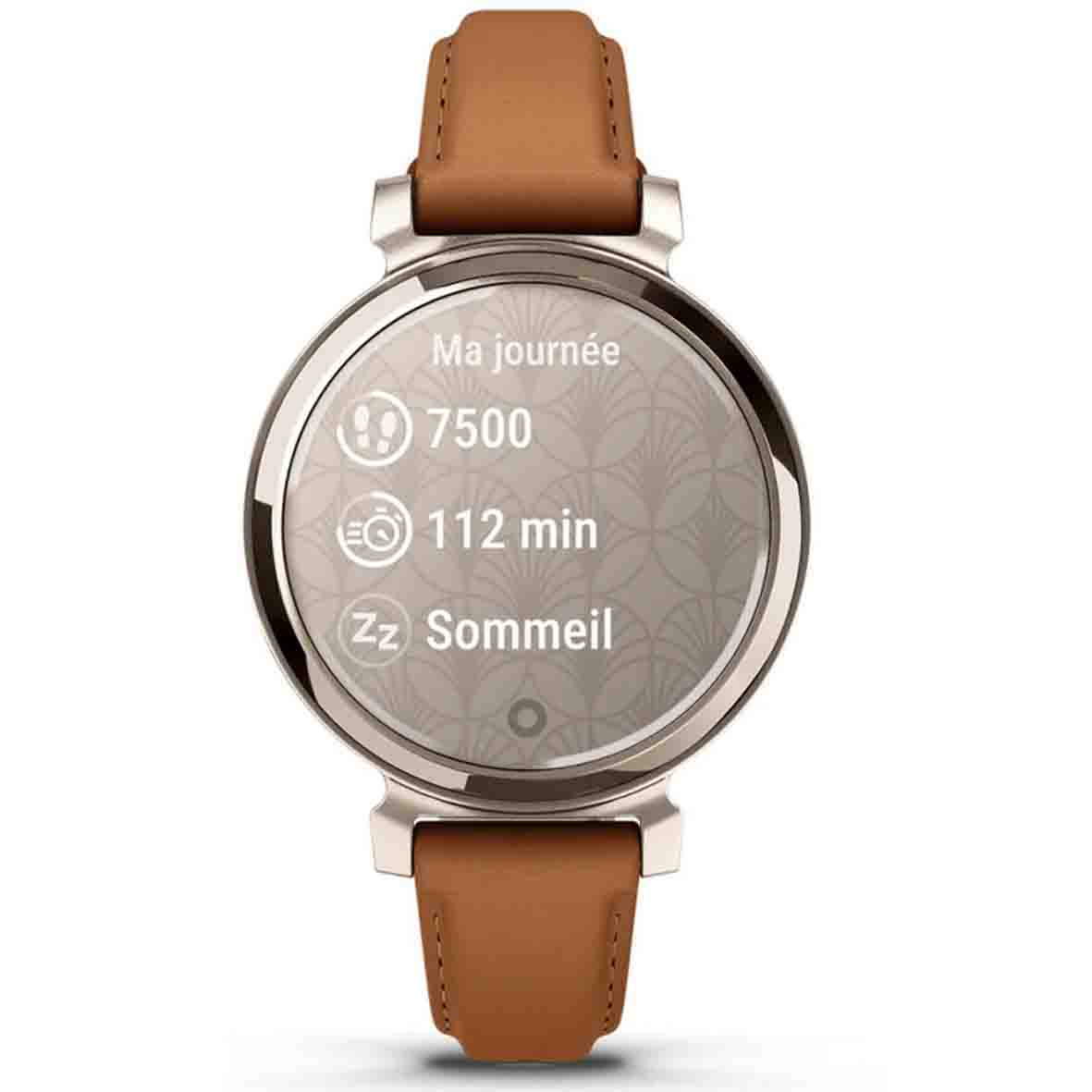 Achat Montre Garmin Lily Lunette Bronze avec un bracelet en cuir Italien  gris taupe