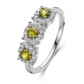 Bague argent avec pavage de zirconium vert et blanc - Naiomy 