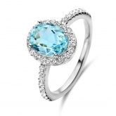 Bague argent avec zirconium bleu et blanc - Naiomy 