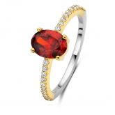 Bague Argent et plaqu or zirconium rouge et blanc Naiomy 