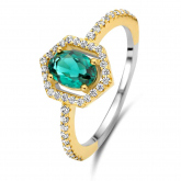 Bague Argent et plaqu or zirconium vert et blanc Naiomy 