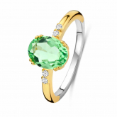 Bague argent plaqu or  avec pierre verte - Oxydes - Naiomy