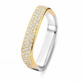 Bague argent - plaqu or serti d'oxydes - Naiomy