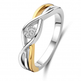 Bague argent bicolore sertie de Zirconium  - Naiomy Silver