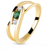 Bague meraude 0.30 ct sertie de deux diamants 0.07 ct - Autre version