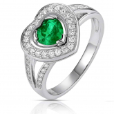 Bague meraude coeur et diamants - Autre version