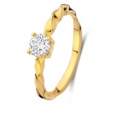 Bague en argent - plaqu or - corps torsad oxyde - Naiomy - Pour complter