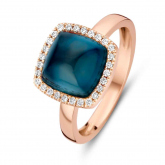 Bague topaze London Blue sur nacre et diamants One More - Pantelleria