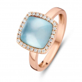 Bague topaze Swiss Blue sur nacre et diamants One More - Pantelleria