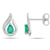 Boucles d'Oreilles Emaraude et Diamants - Autre version