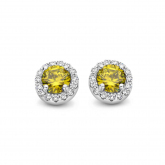 Boucles d'oreilles Argent pierre vert clair et zirconium - Naiomy